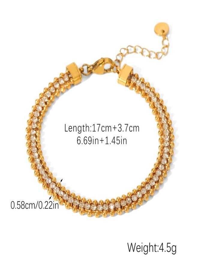 Aaishwarya 18K Gold Plated Zircon Layered Bracelet | Bracelets for Women and Girls | Anti-Tarnish Jewels | Minimal Dainty Jewelry | Stylish Party Accessory | Bracelets for Vacation - Image 3