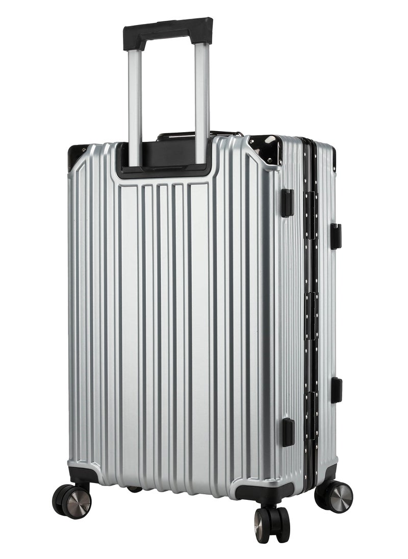CABINPRO Lightweight Aluminum Frame Fashion Trolley Luggage Set of 3 Polycarbonate Hard Case Suitcase with 4 Quite 360° Double Spinner Wheels CP001 Silver  - Image 4