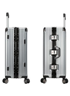 CABINPRO Lightweight Aluminum Frame Fashion Trolley Luggage Set of 3 Polycarbonate Hard Case Suitcase with 4 Quite 360° Double Spinner Wheels CP001 Silver  - Image 5