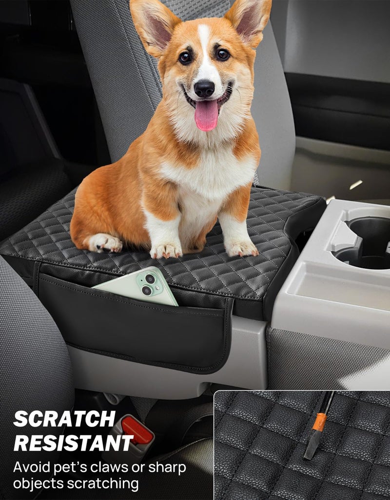 JOYTUTUS Center Console Cover Compatible with 2015-2026 Ford F150, 2017-2026 F250 F350 F450 with 40/20/40 Jump Seat, Leather Armrest Cover Center Console Cushion with Side Pockets (Jump Seat Only) - Image 5