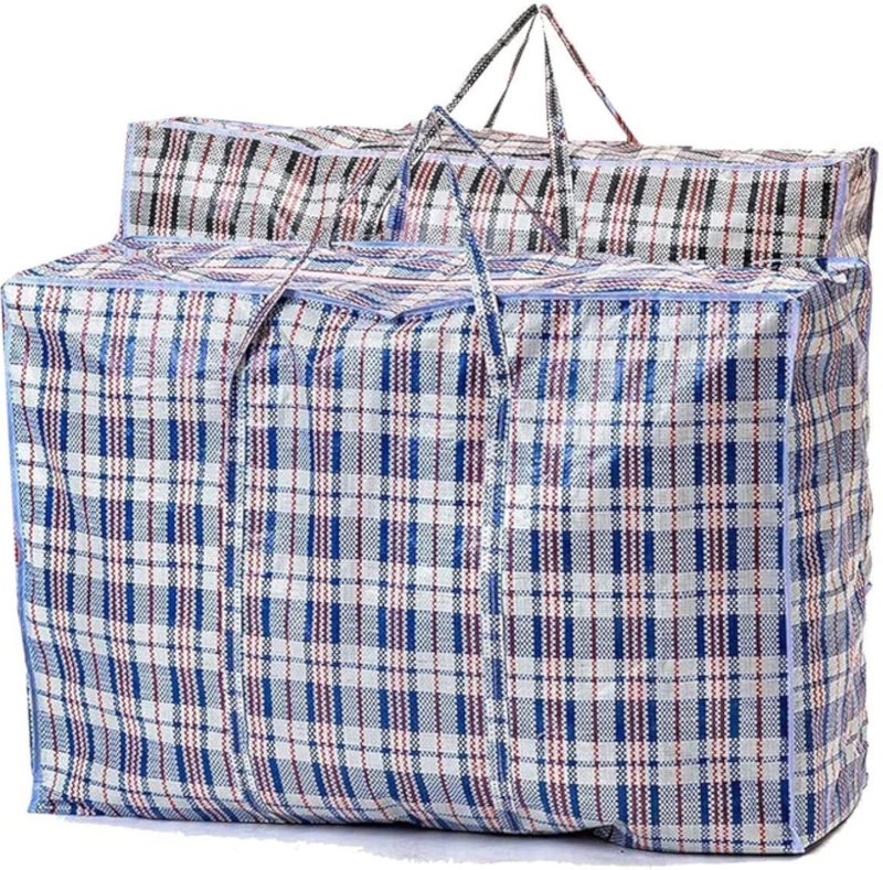 MARKQ Medium Laundry bags with Zip & Handle, 2 Pack Heavy Duty Reusable Storage Bag for Clothes Moving House Grocery Shopping Bag, Assorted colors, 70 x 60 x 30 cm