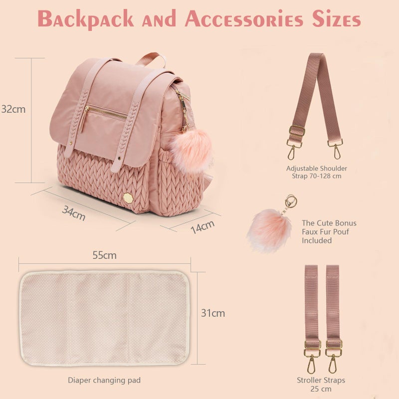 SEWBOO Diaper Bag BackPack Large Capacity Travel Mommy Bag Waterproof and Stylish with Changing Pad Baby Bag for Women and Girls - Image 4