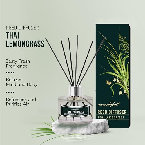 Aromahpure Premium Reed Diffuser Set - 240 ML with 12 Fiber Reed Sticks | Lavender & Lemongrass Long Lasting Upto 60 Days | Room Freshener for Bedroom, Washroom, Office | Toxin Free, Aromatherapy - Image 3