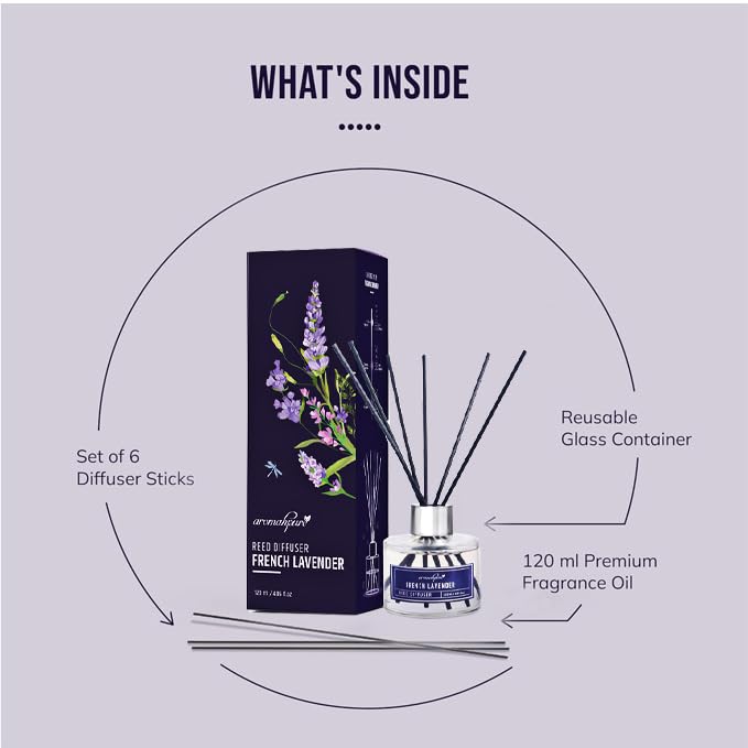 Aromahpure Premium Reed Diffuser Set - 240 ML with 12 Fiber Reed Sticks | Lavender & Lemongrass Long Lasting Upto 60 Days | Room Freshener for Bedroom, Washroom, Office | Toxin Free, Aromatherapy - Image 4