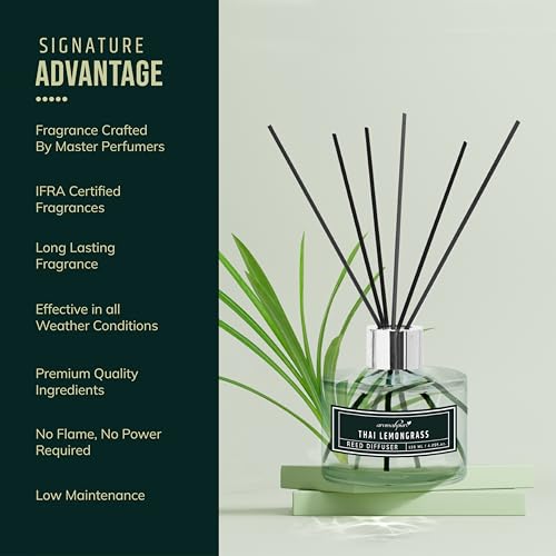 Aromahpure Premium Reed Diffuser Set - 240 ML with 12 Fiber Reed Sticks | Lavender & Lemongrass Long Lasting Upto 60 Days | Room Freshener for Bedroom, Washroom, Office | Toxin Free, Aromatherapy - Image 5