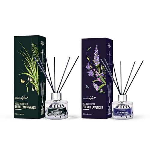 Aromahpure Premium Reed Diffuser Set - 240 ML with 12 Fiber Reed Sticks | Lavender & Lemongrass Long Lasting Upto 60 Days | Room Freshener for Bedroom, Washroom, Office | Toxin Free, Aromatherapy - Image 1