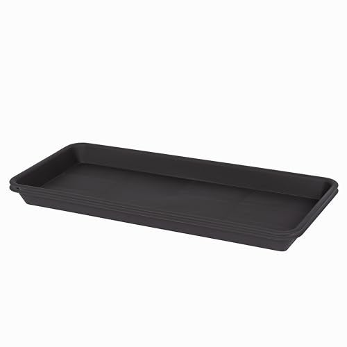 VUWEZ 2 Pack Plastic Plant Tray Saucer, Rectangular, Indoors Outdoor, Water Drip Tray for Flower Pot Planter, Windowsill (6 X 11 Inch, Brown) - Image 1