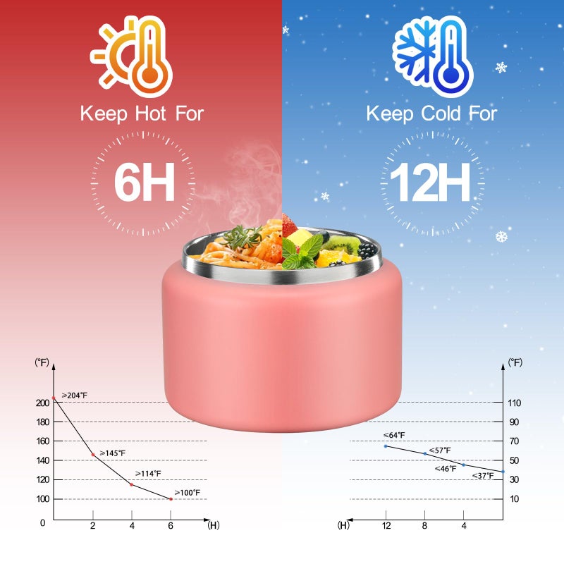 MAISON HUIS 8oz Soup Thermo Wide Mouth Vacuum Insulated Thermo Jar  Leak Proof Stainless Steel Food Container for Hot&Cold Food Kids Lunch Soup for School Travel (Pink) - Image 3