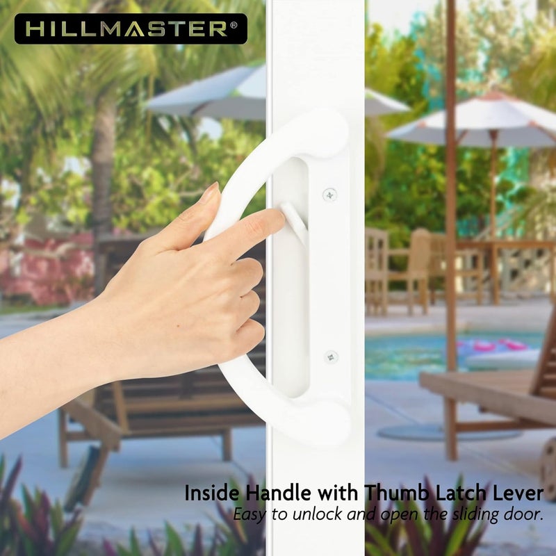 HILLMASTER Patio Sliding Glass Door Handle Replacement Set Mortise Style Reversible Design Non-keyed Sliding Patio Door Handles, White Diecast Finish Fits 3-15/16” Screw Hole Spacing - Image 3