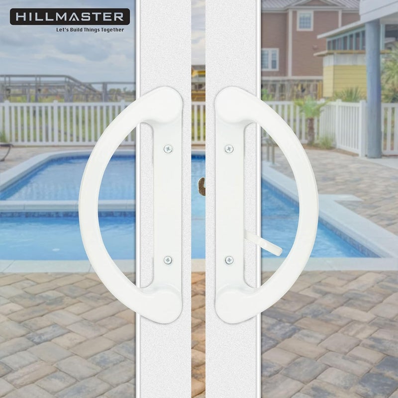 HILLMASTER Patio Sliding Glass Door Handle Replacement Set Mortise Style Reversible Design Non-keyed Sliding Patio Door Handles, White Diecast Finish Fits 3-15/16” Screw Hole Spacing - Image 5