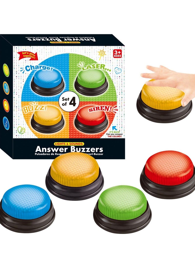 Home Smart Home Smart Answer Buzzer Set of 4 Lights & Sound Buzzer for Quiz Game Assorted Colored Classroom activity and Show Game  - Image 1