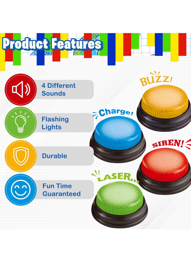 Home Smart Home Smart Answer Buzzer Set of 4 Lights & Sound Buzzer for Quiz Game Assorted Colored Classroom activity and Show Game  - Image 2