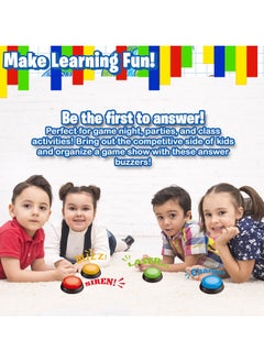Home Smart Home Smart Answer Buzzer Set of 4 Lights & Sound Buzzer for Quiz Game Assorted Colored Classroom activity and Show Game  - Image 4