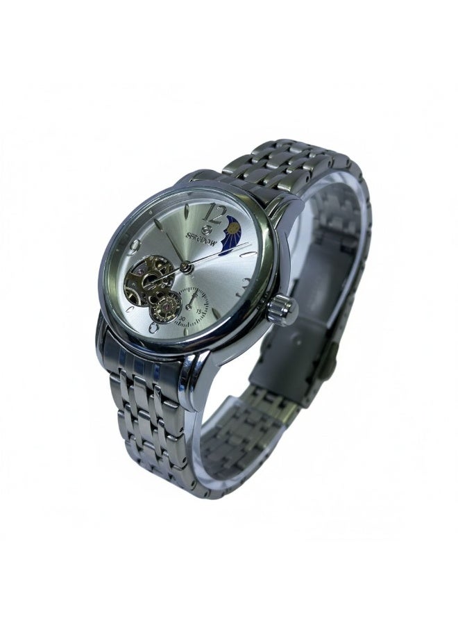 SHADOW Luna Grace AS81019 Automatic Women’s Watch Stainless Steel Strap Skeleton Dial Silver/Gold Elegant Luxury Watch - Image 3