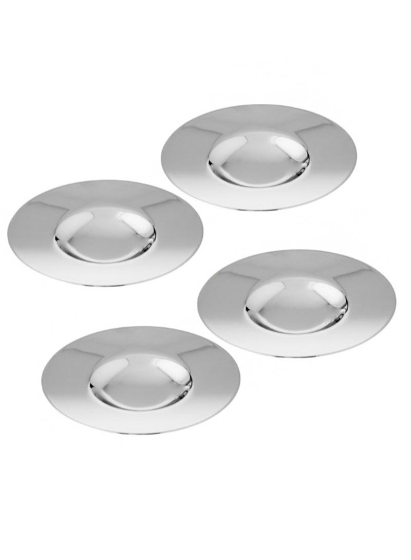 أبوستيم طبق شاي عالي الجودة من الفولاذ المقاوم للصدأ لـ 4 قطع ومتعدد الاستخدامات، قطر 12 سم، فولاذ مقاوم للصدأ سميك 50 جرام لكل طبق - Image 1