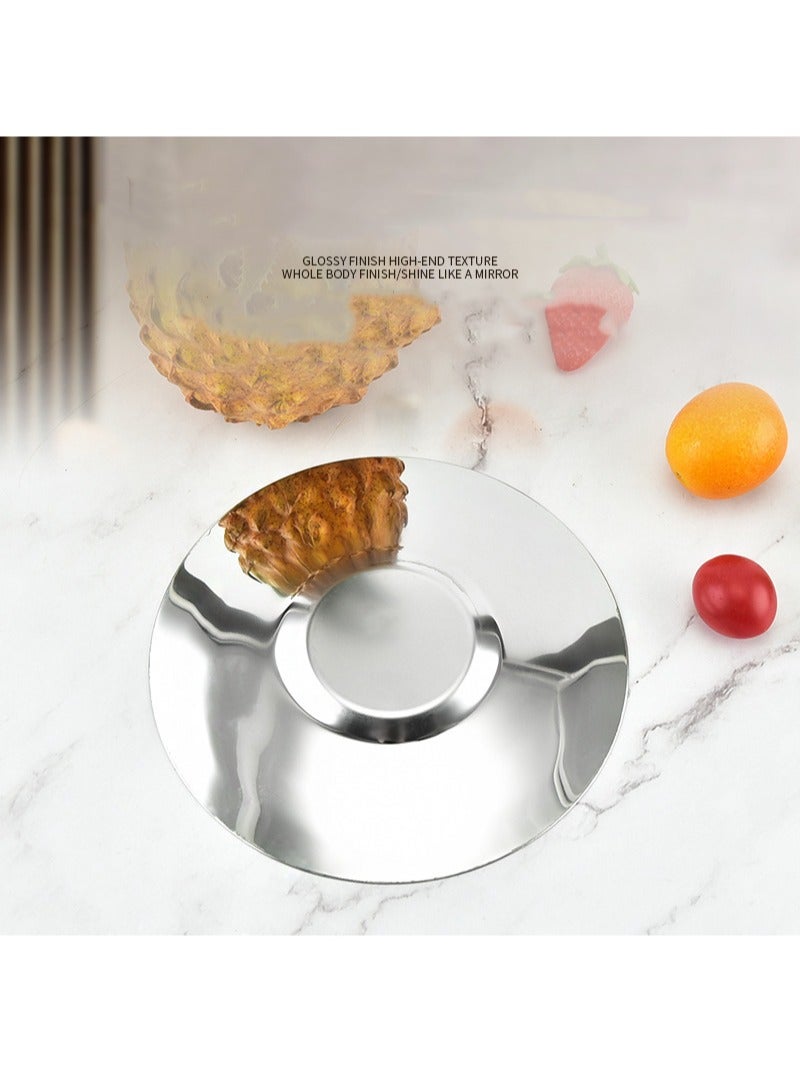 أبوستيم طبق شاي عالي الجودة من الفولاذ المقاوم للصدأ لـ 4 قطع ومتعدد الاستخدامات، قطر 12 سم، فولاذ مقاوم للصدأ سميك 50 جرام لكل طبق - Image 4