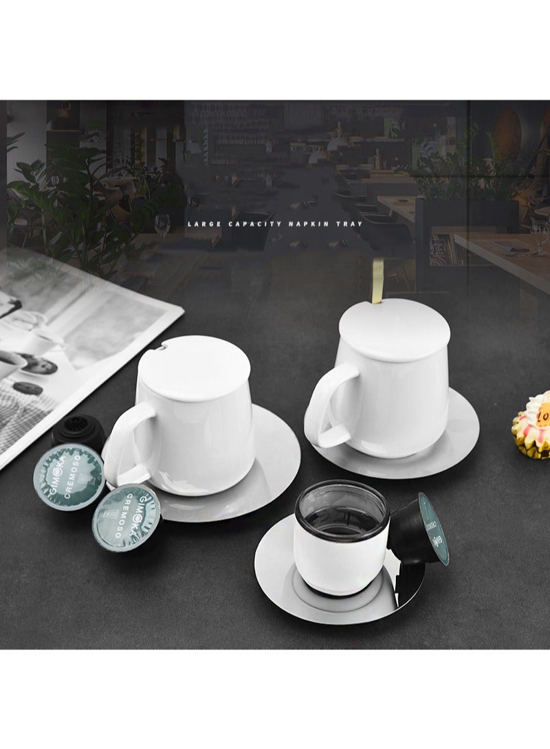 أبوستيم طبق شاي عالي الجودة من الفولاذ المقاوم للصدأ لـ 4 قطع ومتعدد الاستخدامات، قطر 12 سم، فولاذ مقاوم للصدأ سميك 50 جرام لكل طبق - Image 5