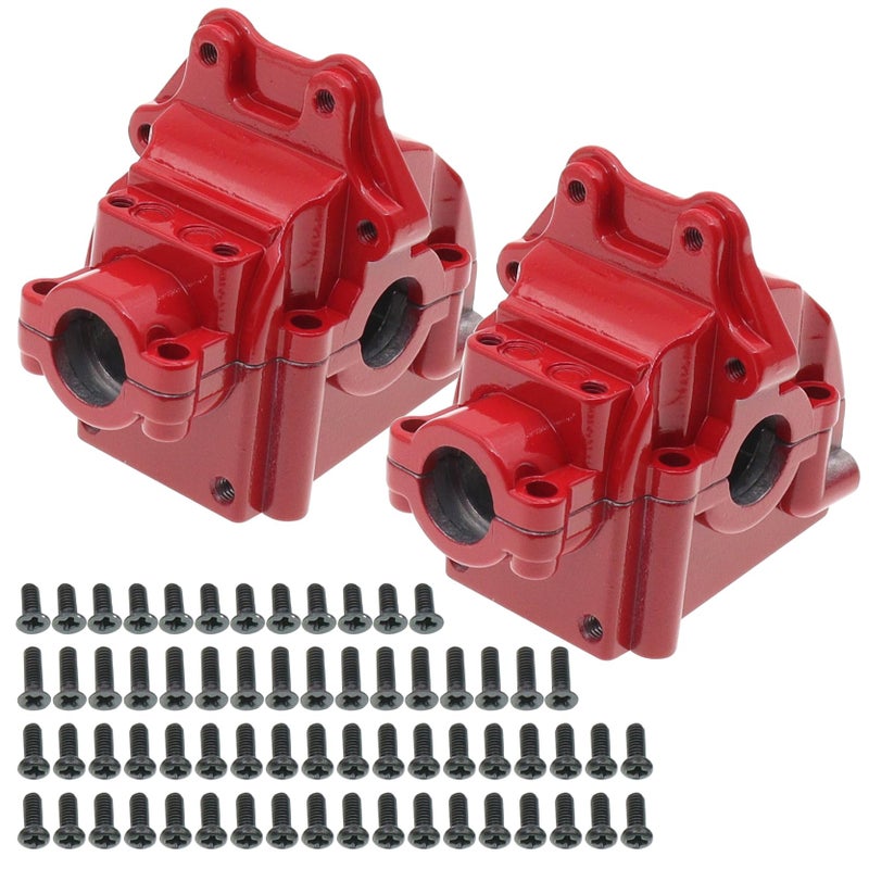 Treehobby 2PCS Metal Front and Rear Differential Gearboxes Housing Cover Compatible with WLtoys 114 144010 144001 144002 112 124016 124017 124018 124019 RC Car Upgrades Parts Red - Image 2