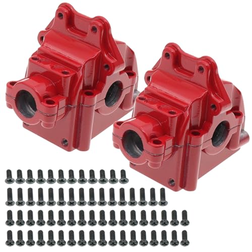 Treehobby 2PCS Metal Front and Rear Differential Gearboxes Housing Cover Compatible with WLtoys 114 144010 144001 144002 112 124016 124017 124018 124019 RC Car Upgrades Parts Red - Image 1