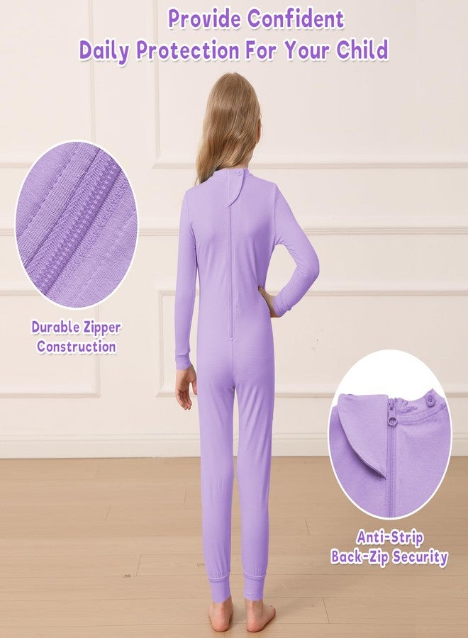 EEOST Adaptive Clothing for Special Needs Kids - Anti-Strip Zip Back Jumpsuit for Autism, Long Sleeve & Leg (Sensory Friendly)(Orchid,15-16) - Image 3