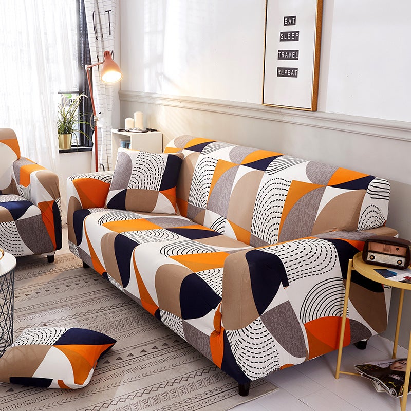Feiwei four seasons elastic fabric sofa cover all-inclusive universal cover full cover non-slip sofa cushion sofa towel sofa cover geometry 190-230 three-seater specification - Image 1