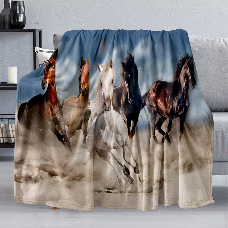 Horse Blanket Soft Warm Fuzzy Fleece Plush Blanket 60x50 Smooth Cozy Flannel Throw Blanket for BedCouchOfficeCamping