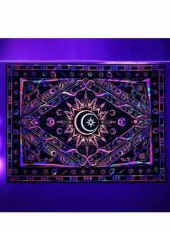 SYOSI Tapestries for Bedroom Aesthetic Room Decor Wall Tapestry Blacklight Tapestry UV Reactive Black Light Posters Colorful Backdrop Glow in the Dark Hippie Boho Tapestry Burning Sun Trippy Tapestry  - Image 1
