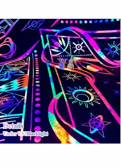 SYOSI Tapestries for Bedroom Aesthetic Room Decor Wall Tapestry Blacklight Tapestry UV Reactive Black Light Posters Colorful Backdrop Glow in the Dark Hippie Boho Tapestry Burning Sun Trippy Tapestry  - Image 3