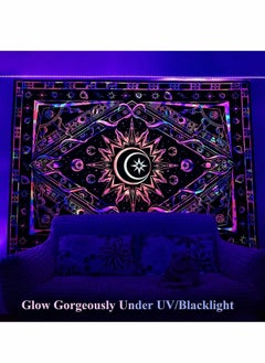 SYOSI Tapestries for Bedroom Aesthetic Room Decor Wall Tapestry Blacklight Tapestry UV Reactive Black Light Posters Colorful Backdrop Glow in the Dark Hippie Boho Tapestry Burning Sun Trippy Tapestry  - Image 2