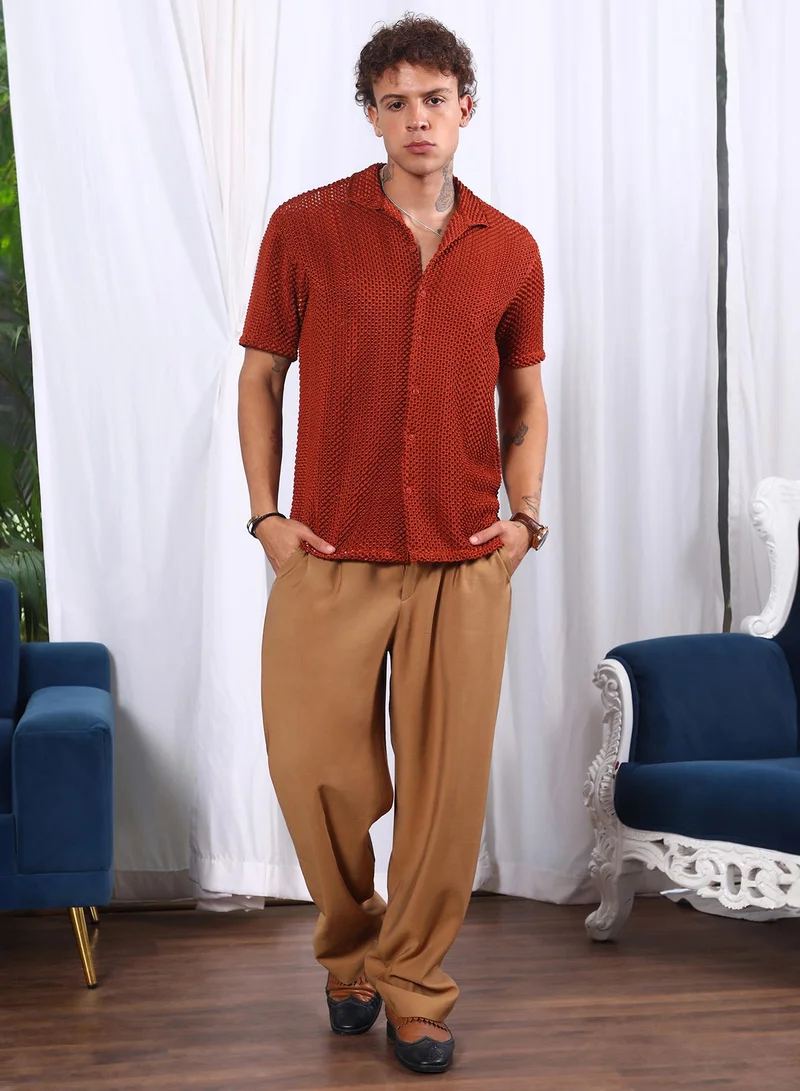 Campus Sutra Puffy-Textured Shirt