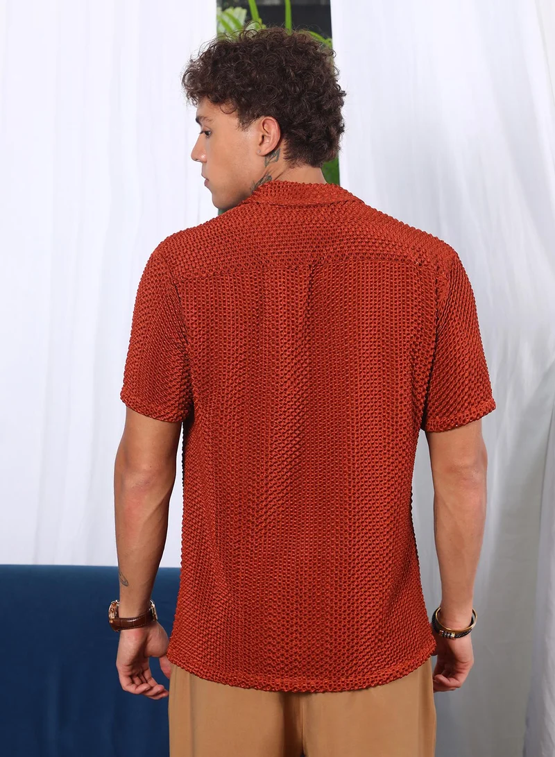 Campus Sutra Puffy-Textured Shirt