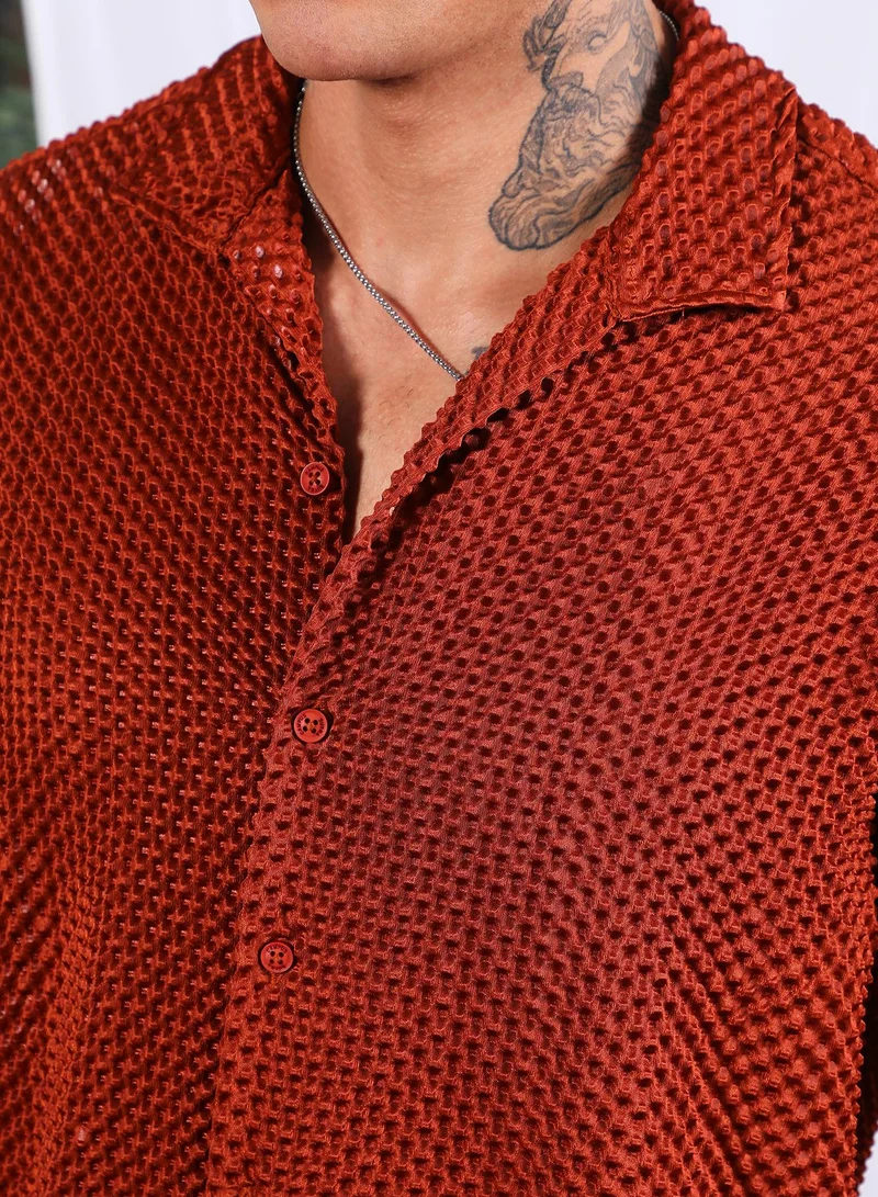 Campus Sutra Puffy-Textured Shirt