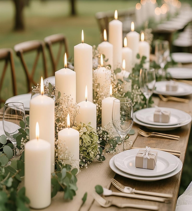Veiuwa 18 Pcs White Pillar Candles Bulk Set，Hurricane Candles，2x3 2x4 2x6 Inch - 12 Each Size，Dripless Unscented Smokeless，Gives You a Better Atmosphere When Organizing an Event Party. - Image 1