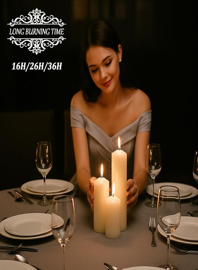 Veiuwa 18 Pcs White Pillar Candles Bulk Set，Hurricane Candles，2x3 2x4 2x6 Inch - 12 Each Size，Dripless Unscented Smokeless，Gives You a Better Atmosphere When Organizing an Event Party. - Image 5