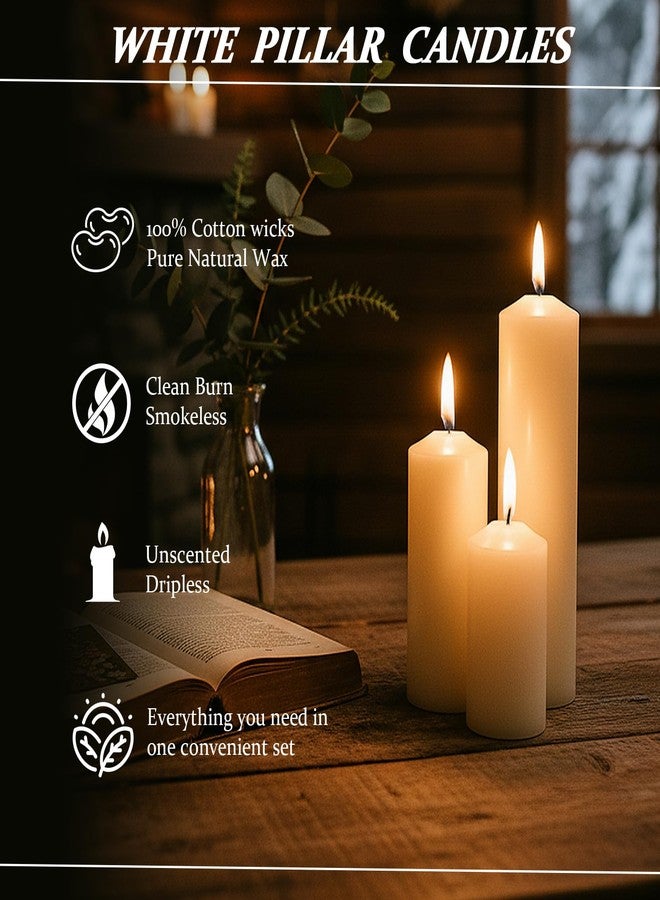 Veiuwa 18 Pcs White Pillar Candles Bulk Set，Hurricane Candles，2x3 2x4 2x6 Inch - 12 Each Size，Dripless Unscented Smokeless，Gives You a Better Atmosphere When Organizing an Event Party. - Image 3