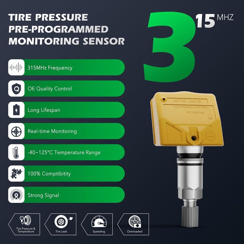 CDWTPS TPMS Sensor,315MHz Tire Pressure Monitor System 4-Pack for Nissan| Infiniti| Suzuki Replace# 407001AA0B 40700CD001 40700JK01A 0700JA01B - Image 3