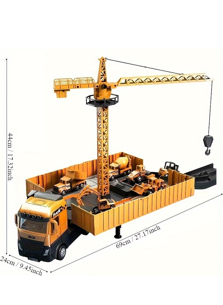 XiuWoo Construction Site Truck Toy Kids, Cranes, Excavator trucks, Cement mixers, Dump trucks, Forklifts, Enhances Creativity Perfect for Group Play Skill Development ideal gift  - Image 2