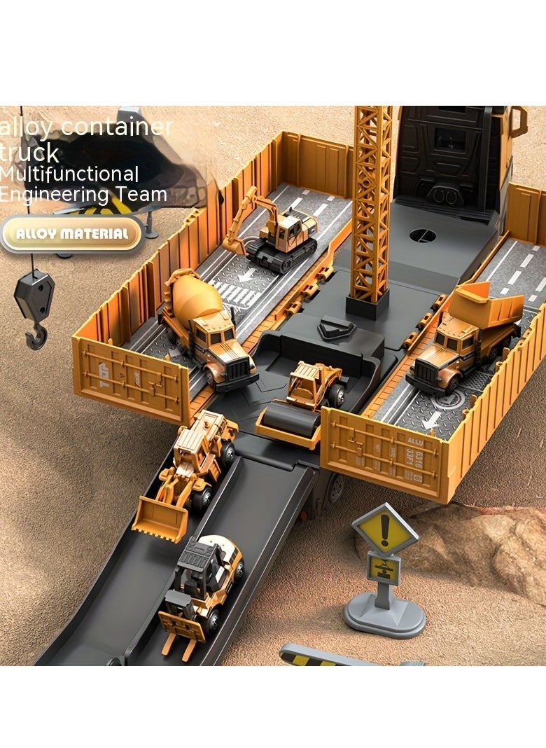 XiuWoo Construction Site Truck Toy Kids, Cranes, Excavator trucks, Cement mixers, Dump trucks, Forklifts, Enhances Creativity Perfect for Group Play Skill Development ideal gift  - Image 4