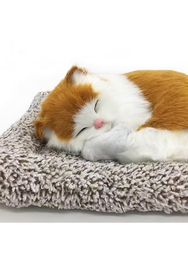 Super Toy Cute Sleeping Cat Plush Toy With Meow Sound, Gift For Kids Car Dashboard Accessories (Stripped Orange) - Image 5