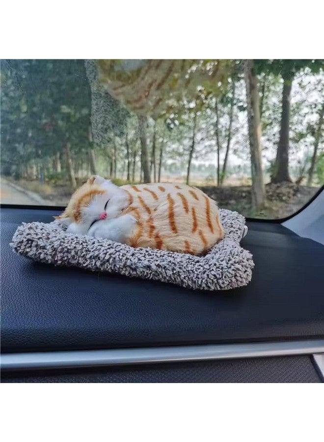 Super Toy Cute Sleeping Cat Plush Toy With Meow Sound, Gift For Kids Car Dashboard Accessories (Stripped Orange) - Image 4