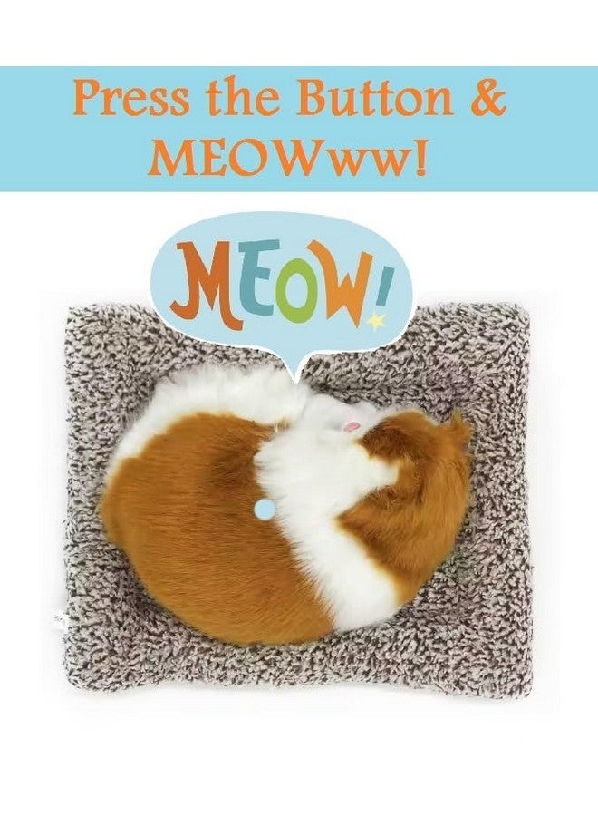 Super Toy Cute Sleeping Cat Plush Toy With Meow Sound, Gift For Kids Car Dashboard Accessories (Stripped Orange) - Image 2