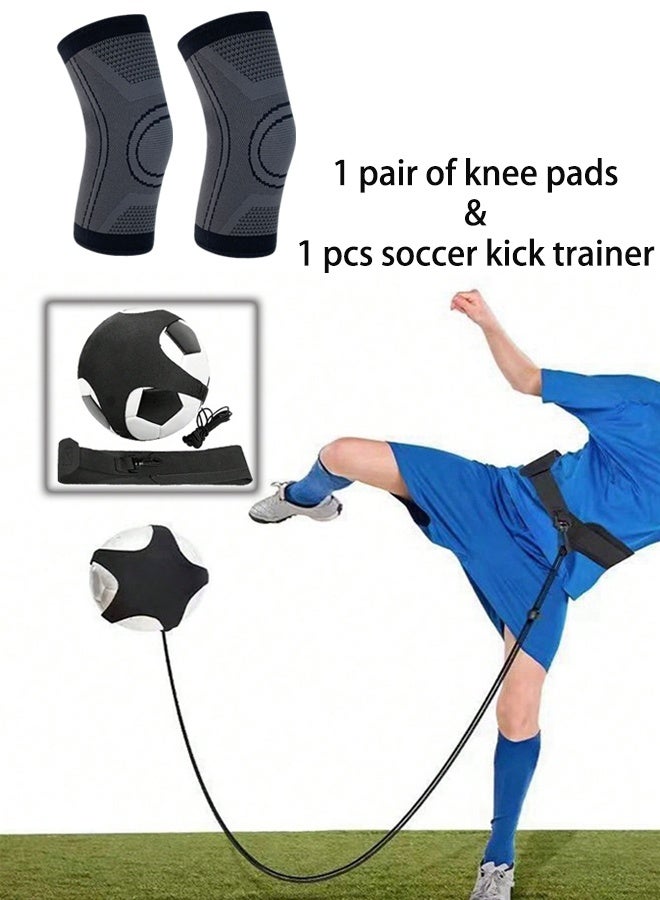 عربست مدرب كرة القدم مع حزام تدريب قابل للتعديل ودعامة للركبة وكم ضاغط للركبة للرجال والنساء. - Image 1