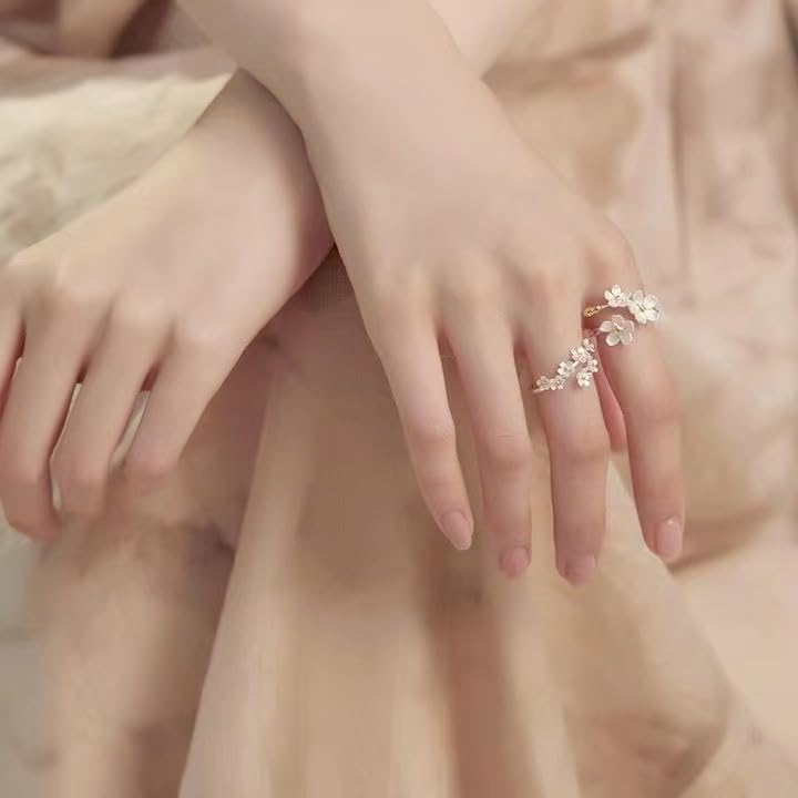 Nan 1 Pair Silver Dainty Camellia Flower Ring for Women - Elegant Wedding Jewelry - Image 3