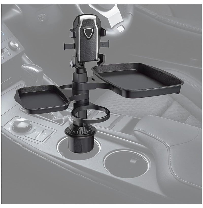 ten.tech 5 in 1 Car Cup Holder with Food Tray and Phone Holder, Multifunctional Car and Trip, Durable Rotating Design - Image 4