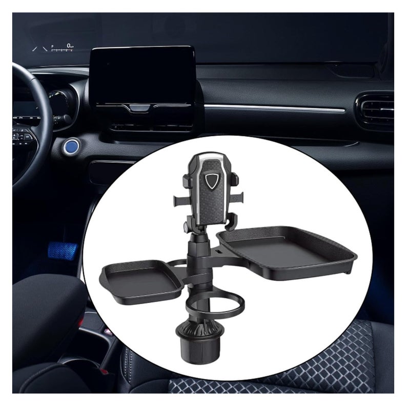 ten.tech 5 in 1 Car Cup Holder with Food Tray and Phone Holder, Multifunctional Car and Trip, Durable Rotating Design - Image 5