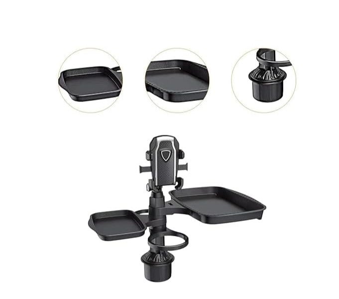 ten.tech 5 in 1 Car Cup Holder with Food Tray and Phone Holder, Multifunctional Car and Trip, Durable Rotating Design - Image 2