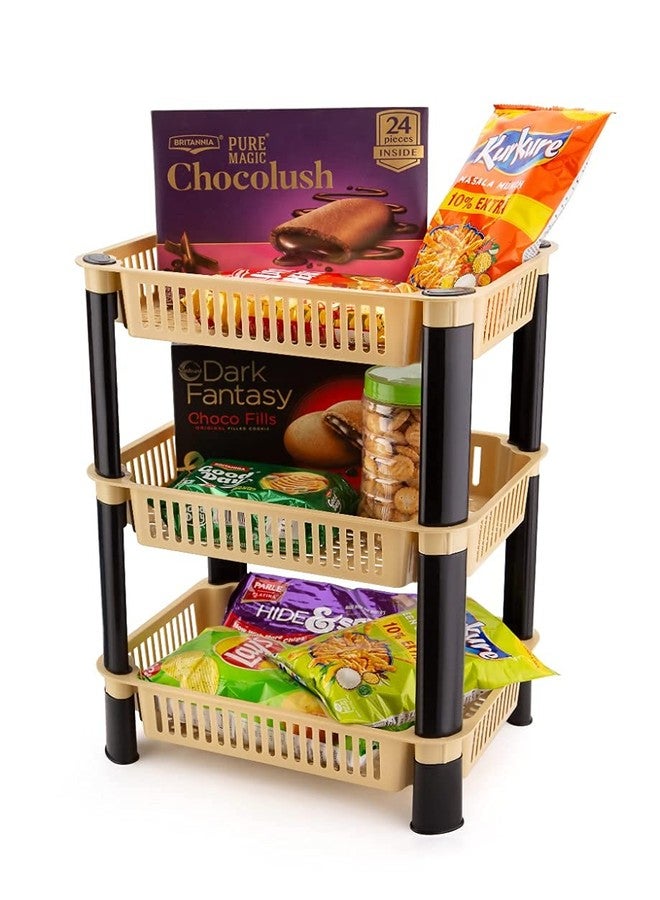 Rexmon Plastic 3 Steps Kitchen Stand Rack Basket for Office Use, Fruits Onion, Potato, Vegetables and Sabaji Basket, Fruits/Vegetables Kitchen Rack (Random Colour) 1Pcs - Image 2