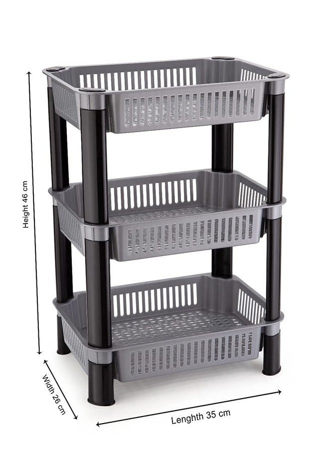 Rexmon Plastic 3 Steps Kitchen Stand Rack Basket for Office Use, Fruits Onion, Potato, Vegetables and Sabaji Basket, Fruits/Vegetables Kitchen Rack (Random Colour) 1Pcs - Image 4