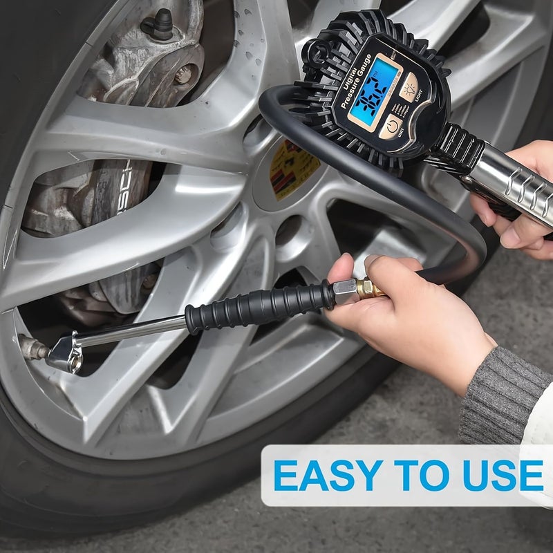 EU Dual Head Air Chuck 1/4 FNPT Tire Quick Plug 2 Way Connect Inflator Gauge - Image 2