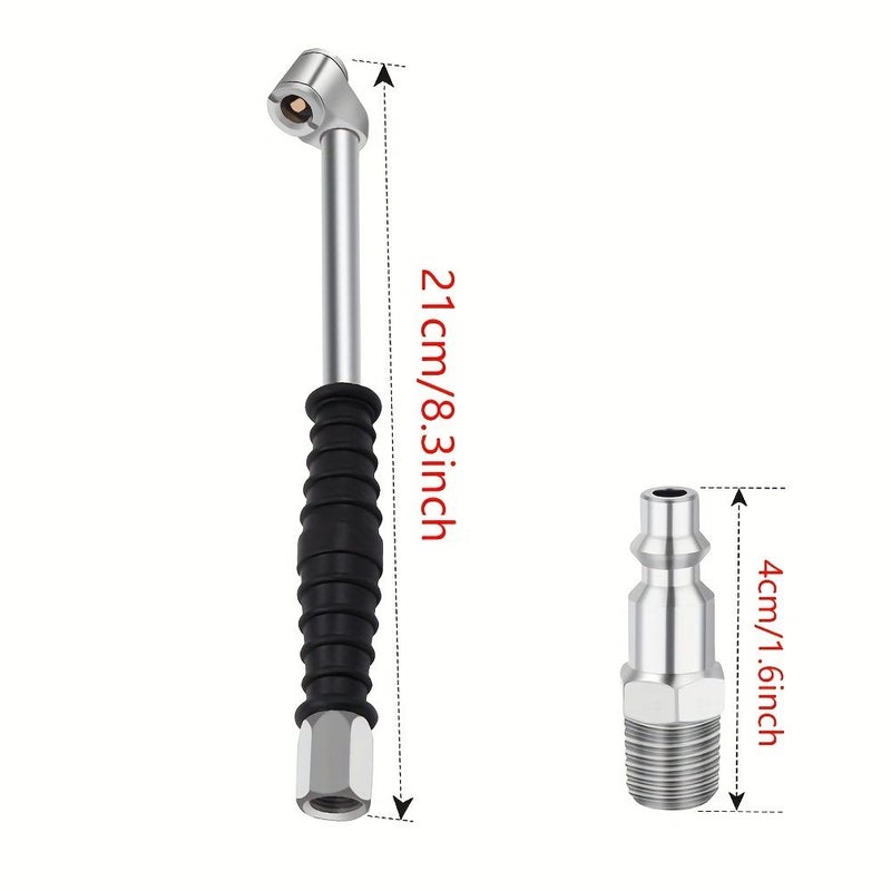 EU Dual Head Air Chuck 1/4 FNPT Tire Quick Plug 2 Way Connect Inflator Gauge - Image 3